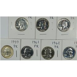 (7) PROOF WASHINGTON QUARTERS (54, 56, 57, 59, 61, 62, 64)
