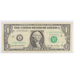 2006 $1 FEDERAL RESERVE NOTE (MAJOR MINT ERROR-FRONT TO BACK OFFSET)