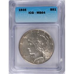 1935 PEACE DOLLAR ICG MS-64