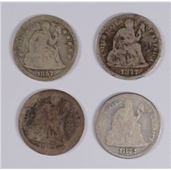 (4) LOW GRADE SEATED LIBERTY DIMES