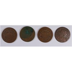 (4) LOW GRADE TWO CENT PCS