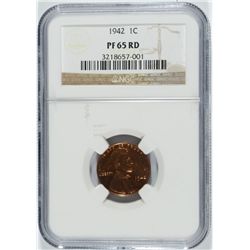 1942 PROOF LINCOLN CENT NGC PF-65 RD