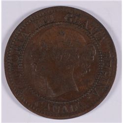 1858 CANADIAN LARGE CENT, VF/XF  RARE KEY DATE