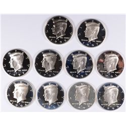 KENNEDY Pf SILVER HALF DOLLARS (2) 1992-S, 93-S, 94-S,  (2) ea 95-S, 97-S, 99-S