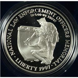 NATIONAL LAW ENFORCEMENT MEMORIAL  Pf.  COMMEM. SILVER DOLLAR, ORIG. PACKAGING