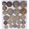 Image 1 : LOT OF ( 23 ) FOREIGN SILVER COINS, MANY OLD DATES!  COINS WEIGH APPROX.  105g