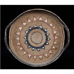 Lillooet Handled Basketry Tray - Phil Thiemer Collection 16" L. 14" W.  Good Condition with Minor Ha