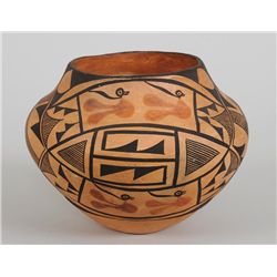 Acoma Pottery Bowl with Zuni Birds ca. 1940's 7" D. 5 3/4" H.  Good Condition