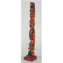Northwest Coast Totem Attributed To Alfred Wesley Carved with Five Figures ca. 1920's 16 1/4" H. 2 3