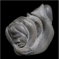 Complex Inuit Soapstone Carving #92407 38 LBS 11" L. 11" H. - Phil Thiemer Collection  Good Conditio