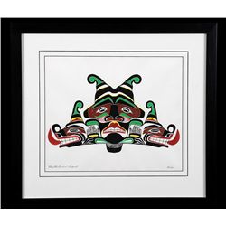 Early Henry Speck Original Painting of a Double Headed Serpent 22"x 24 1/2" Framed  Good Condition