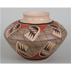 Hopi Pottery Bowl with Migration Pattern Signed Clinton Pollaca, Nampoyo's Great Grandson 8" D. 6 1/