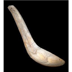 Tlingit Horn Ladle with Incised Geometric Design 12" L. 3 1/2" W.  Good Condition with Very Minor Ch