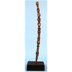Yew Wood Ceremonial Staff Carved with Multiple Figure ca. 1880 From the Estate of Sir Lyman Melvin J