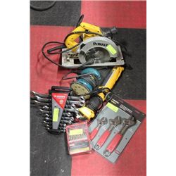 CRATE WITH DEWALT CIRCULAR SAW / MAKITA SANDER ETC