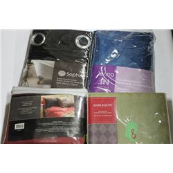 BOX OF DUVET COVERS AND CURTAINS