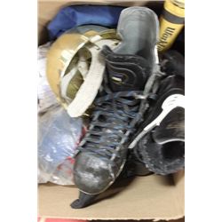 BOX W/ PAIR OF LARGE NOMEX COVERALLS/HARD HATS