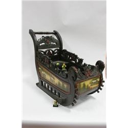 WOOD CARVED SLEIGH PLANTER