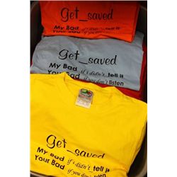 BIG TOTE OF 60 NEW T-SHIRTS (YELLOW, BLUE, ORANGE)