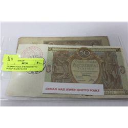 GERMAN NAZI JEWISH GHETTO POLICE BANK NOTES X2