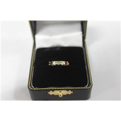 14KT DIAMOND GARNET AND ALEXANDRITE RING