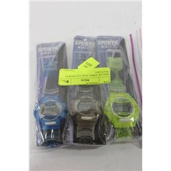 BAG OF THREE NEW LCD SPORTS WATCHES