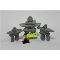 3 INUIT INUKSHUK CARVINGS