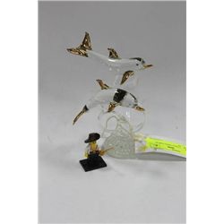 CRYSTAL GOLD TIPPED PAIR OF DOLPHINS