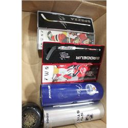 4-MINIATURE COLLECTIBLE HOCKEY STICKS IN CASES