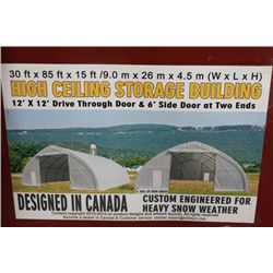 NEW 30' X 85' X 15' HIGH CEILING STORAGE BUILDING