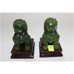 SET OF JADE LION STATUES