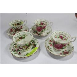 SET OF ROYAL ALBERT CHINA 4CUPS AND 4 SAUCERS