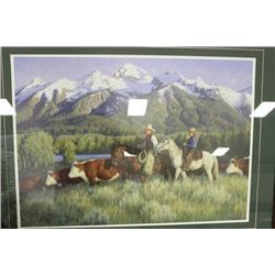 FARM & COUNTRY SIDE WOOD SIGNED & FRAMED PICTURE