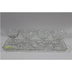 PINWHEEL CRYSTAL TRAY W GLASSES