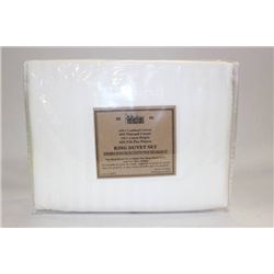 400 THREAD COUNT WHITE STRIPE QUEEN DUVET SET