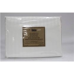 400 THREAD COUNT WHITE STRIPE KING DUVET SET