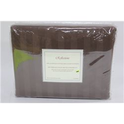 BROWN STRIPE 400 THREAD COUNT KING DUVET SET