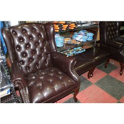 NEW CHOCOLATE BROWN LEATHERETTE WING BACK PARLOUR