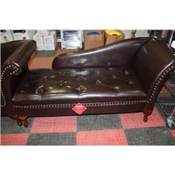 NEW CHOCOLATE BROWN LEATHERETTE STORAGE CHAISE