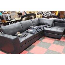 NEW BLACK LEATHER SECTIONAL