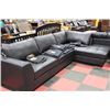 Image 1 : NEW BLACK LEATHER SECTIONAL