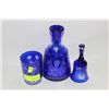 Image 1 : ESTATE COBALT BLUE 3 PC VASE/CUP AND BELL SET