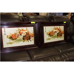 SET OF 2 ROSEWOOD VIBRANT FLORAL PICTURES