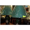 PAIR OF GREEN PORCELAIN LAMPS