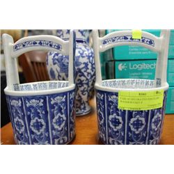 PAIR OF DECORATIVE PORCELAIN WATER BUCKET 8"