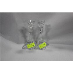 PAIR OF LEAD CRYSTAL CANDLE HOLDERS