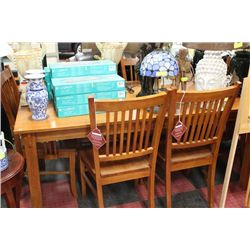 NEW LIGHT OAK WOOD TABLE W 4 SIDECHAIRS AND 2