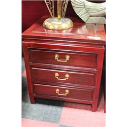 3 DRAWER SOLID ROSEWOOD SIDE TABLE
