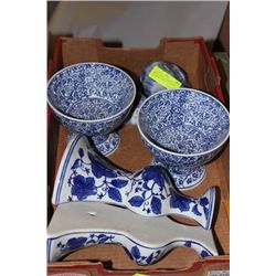 BOX OF PORCELAIN BOWLS AND PLATES ON CHOICE