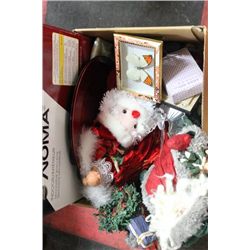 BOX OF CHRISTMAS FIGURES/PLATES ETC